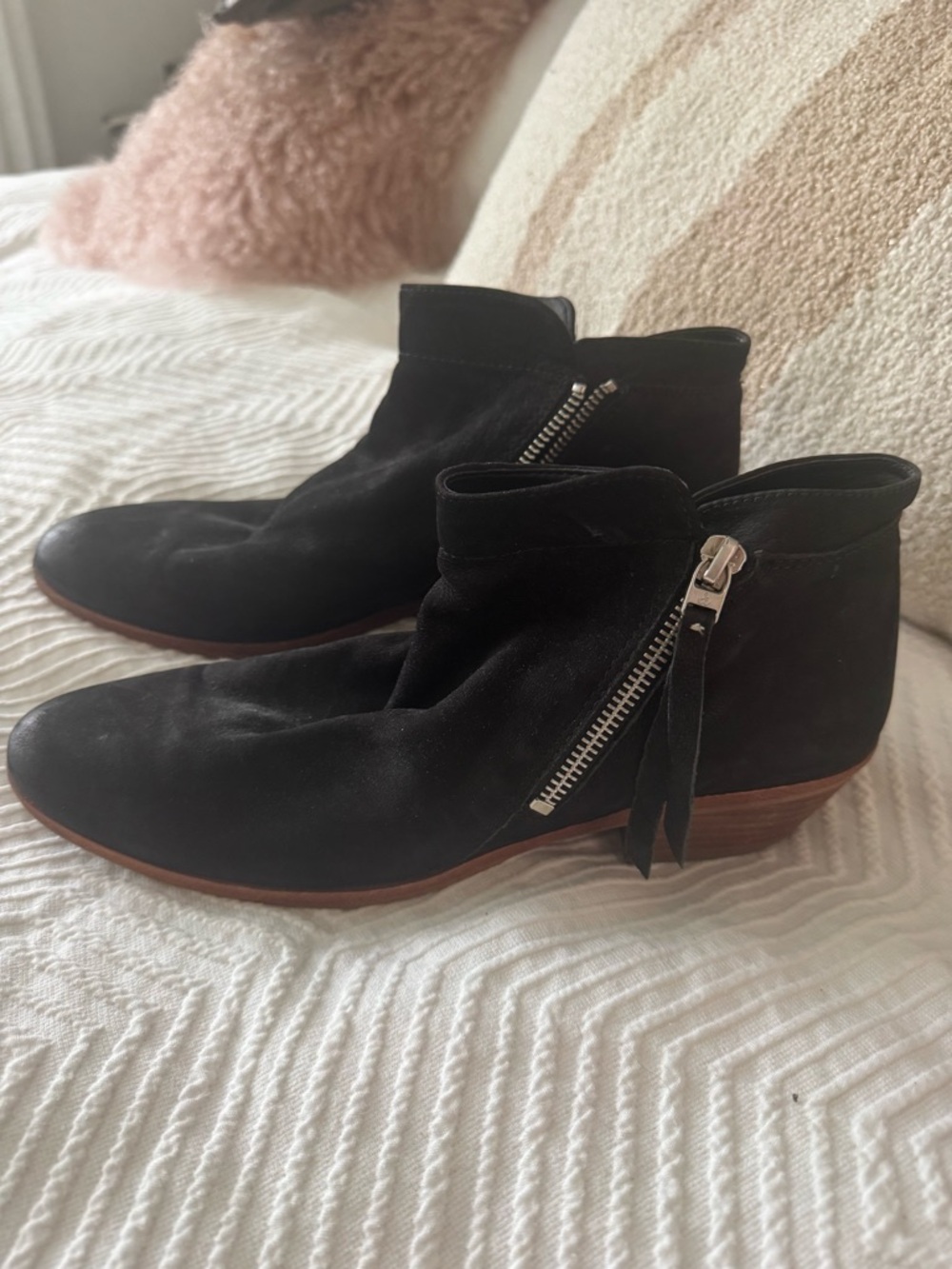 Sam Edelman Black Suede Ankle Booties with Side Zip